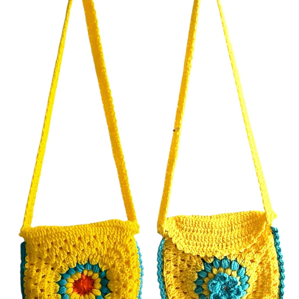 Handcrafted Yellow and Blue Crochet Bag